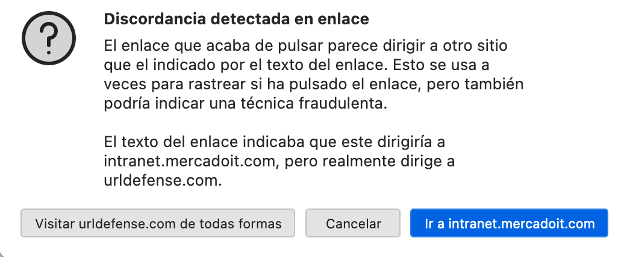Discordancia detectada en enlace